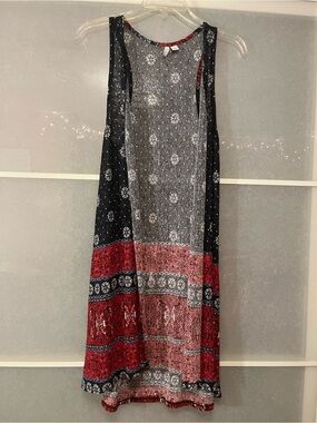 Cato Red White and Blue Sleeveless Open Front Boho Layering Cardigan